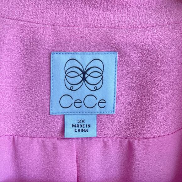 CeCe Plus Size 3X Ruched Sleeve One Button Blazer Jacket Pink Preppy Business - Picture 5 of 15